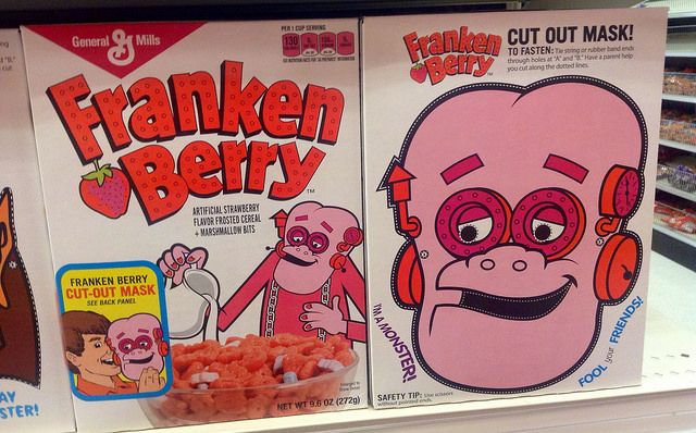Franken Berry cereal boxes